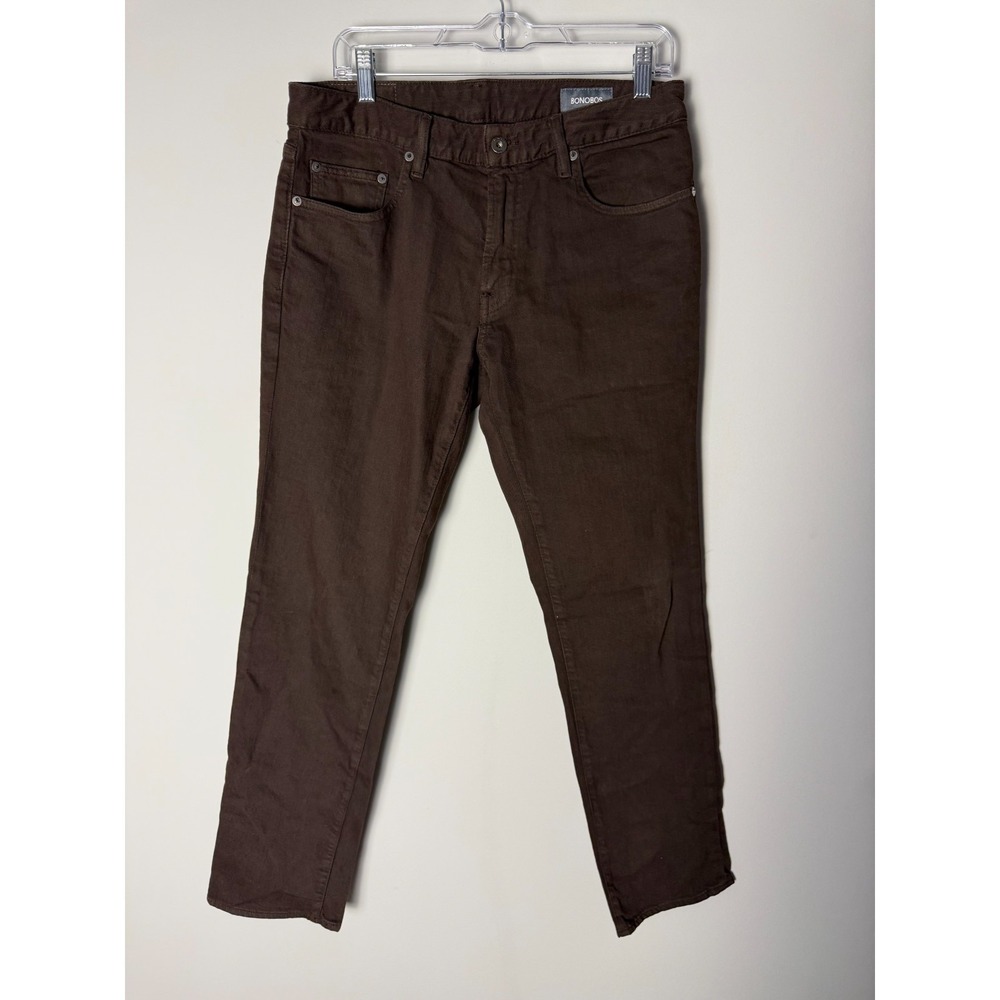 Bonobos Jeans Mens 32x32 Brown Denim Straight Leg Dark Wash Stretch Preppy Pants